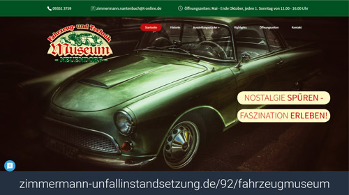 Webseite Fahrzeugmuseum Zimmermann