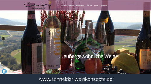Webseite Schneider Weinkonzepte