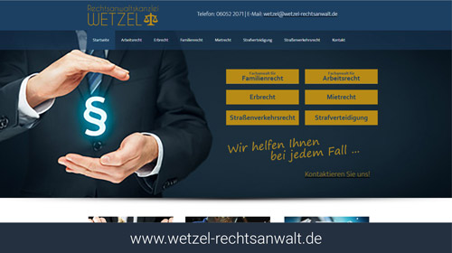 Webseite Rechtsanwalt Wetzel