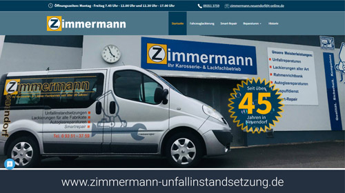 Webseite Zimmermann Unfallinstandsetzung